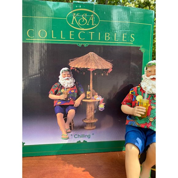 KSA Kurt Adler Santa "Chilling" Tiki Bar Beach - Picture 5 of 5